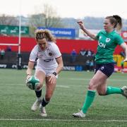 Ellie Kildunne scores a try in England's Women's Six Nations win over Ireland last April.