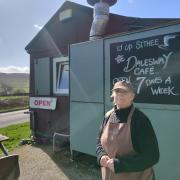Kate Bailey outside the Dalesway Cafe