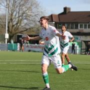 Ted Lavelle runs off to celebrate his winner yesterday.