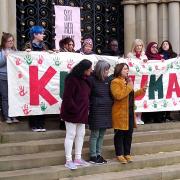 A vigil was held in Bradford city centre today to remember Kulsuma Akter. MP Naz Shah addresses the crowd.