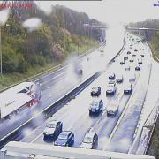 Traffic on the westbound carriageway of the M62, near junction 27 (Gildersome)