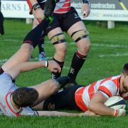 Cleckheaton scrum half Jack Bickerdike scores a try to give them late hope of two bonus points at Ilkley Picture: Tom Smith