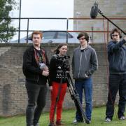 One of the groups on the BFI course filming on location at Bradford College