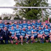 Old Otliensians celebrate their Latino Ceramics Aire-Wharfe Cup final victory Picture: ruggerpix.com