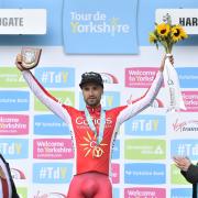 Cofidis's Nacer Bouhanni celebrates winning stage two of the Tour de Yorkshire