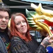 ROAR: Steve Shaw and Gail Dignam, co-owners of Al’s Dime Bar, promote the Bradford Dragonboat Festival