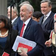 Jeremy Corbyn with his shadow cabinet as he unveils Labour's manifesto at the University of Bradford
