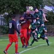 Action from Steeton Reserves' high-scoring win over TVR United   Picture: Steeton Facebook