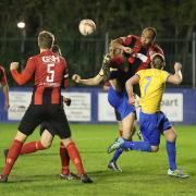 Full-blooded action from Wednesday's County Cup tie between Albion Sports and Campion Picture: Alex Daniel Photography