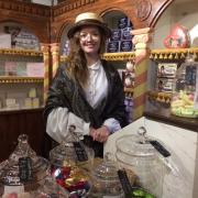 Kirsty at work in the Victorian sweet shop
