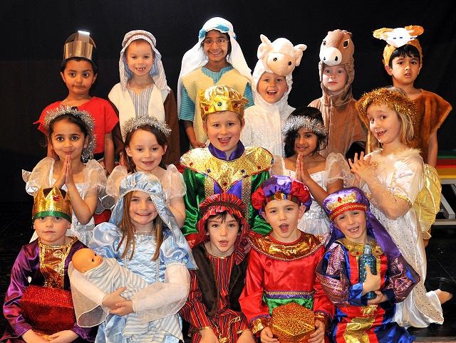Pupils at St Anthony’s RC primary school in Clayton, Bradford, pose in their Nativity costumes