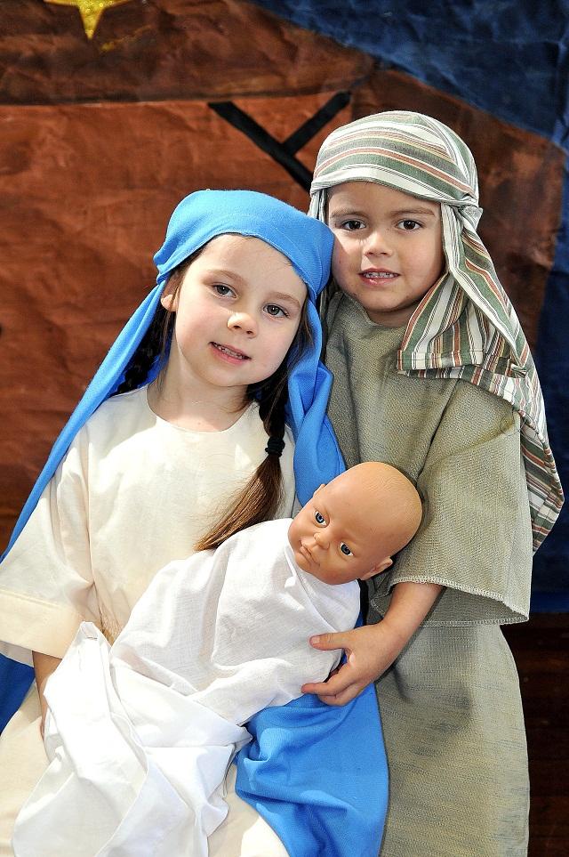Isabelle Ashley, five, as Mary and Oscar Wadey, four, as Joseph in the Keelham Primary School Nativity