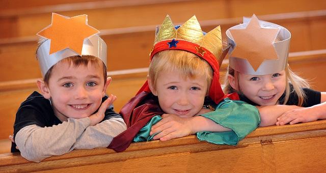 Mason, Finley and Cadance are keen to perform the Nativity at St Winefride’s Catholic Primary School, Wibsey