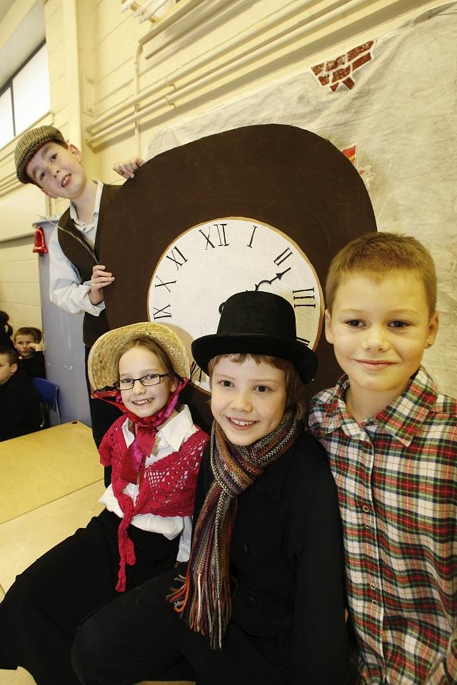Alfie Robinson, Megan Crichton, Toby Fox-Grange and Reece Parkin star in Nessfield Primary School’s Scrooge: A Ghost Of A Chance