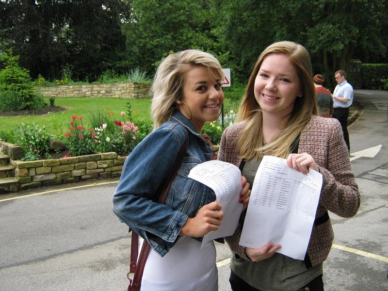 Successful Ilkley Grammar School A-level students Sophie Hastings (left) and Molly Tinker (right). Molly got three A* grades in biology, maths and further maths, and plans to study maths at Bristol University. Sophie is heading to Northumbria University