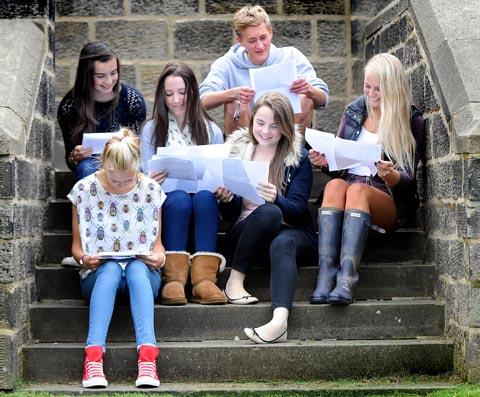 Pupils at Bradford Grammar School find out their GCSE results