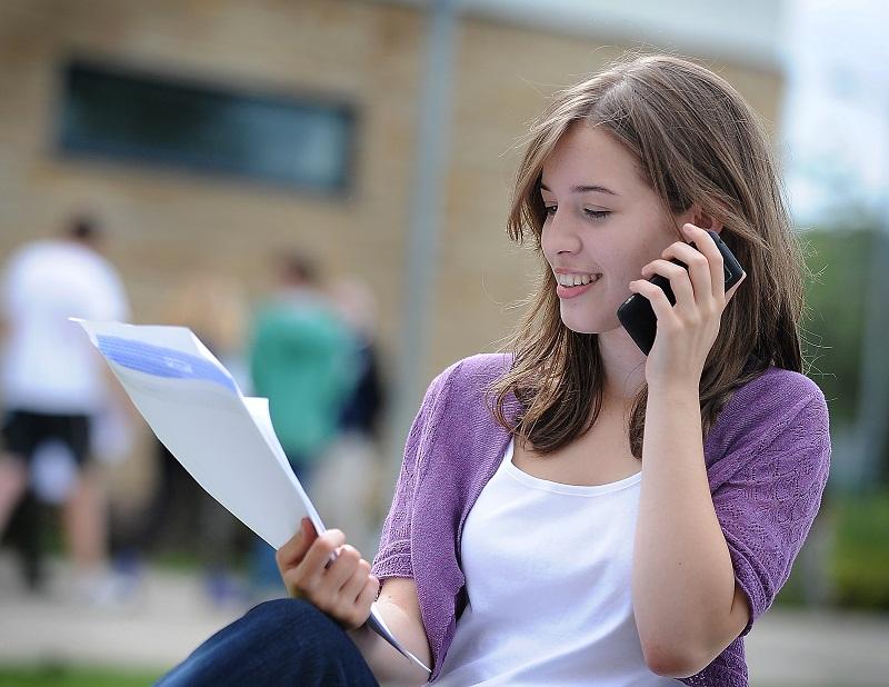 Molly Gallagher phones family to tell them results from Titus Salt School on GCSE results day