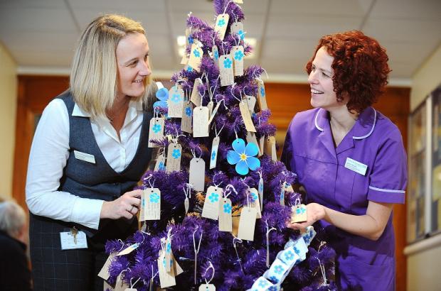 Dawn Parkes, project leader, and Danielle Woods, dementia project manager, with the memories tree at BRI