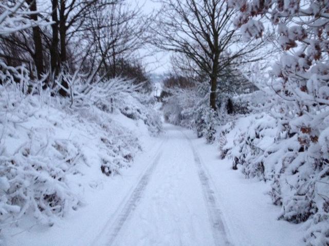 A snowy scene in Oakworth, Keighley