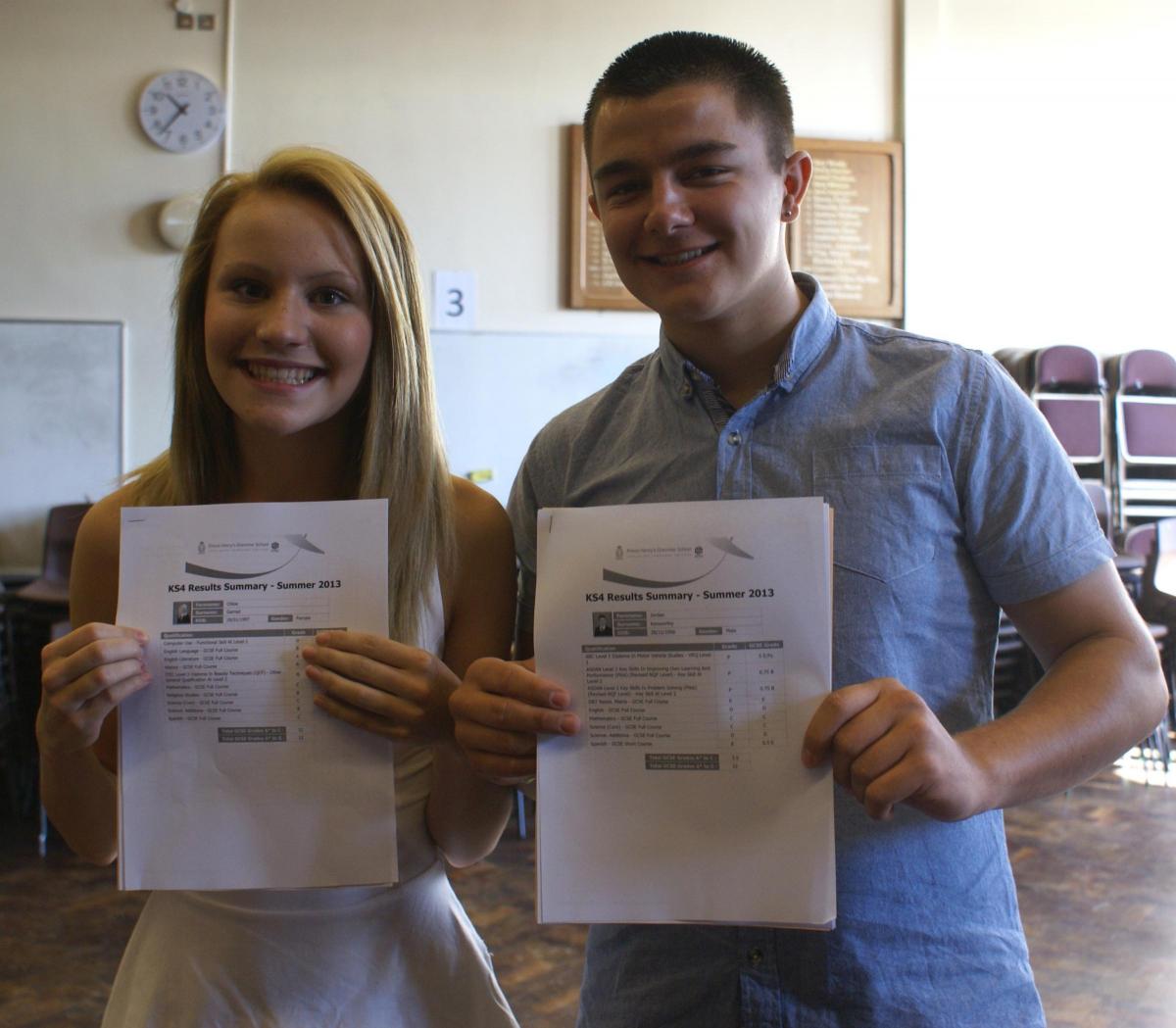 Pupils with their results at Prince Henry's Grammar School, Otley