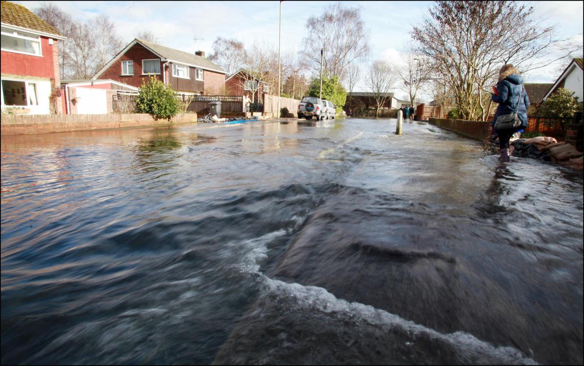 Floods cover a Hampshire road
