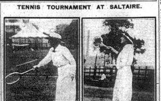 Miss Willans, left and Miss Morgan, singles winners at a tournament at the beginning of the 20th century