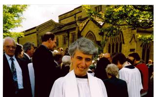 The Rev Canon Dr Sue Penfold at Bradford Cathedral at the 1994 ordinations of women priests