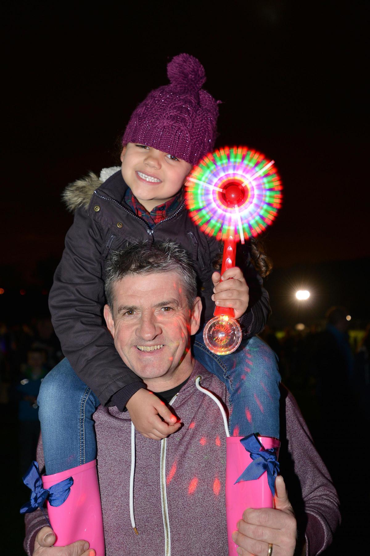 Derek Mitchell and his niece Esme Barrett at Bingley Bonfire and Firework display