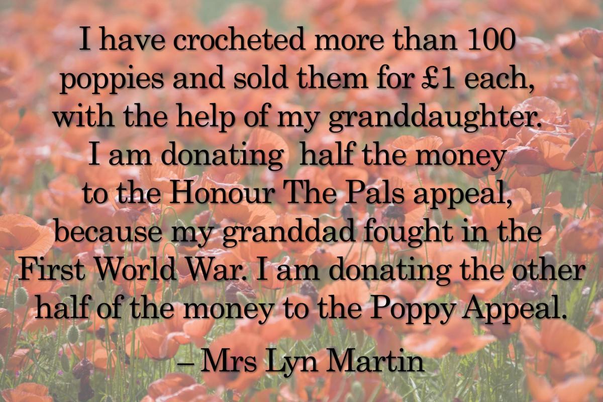 Dedications from Honour The Pals appeal donors