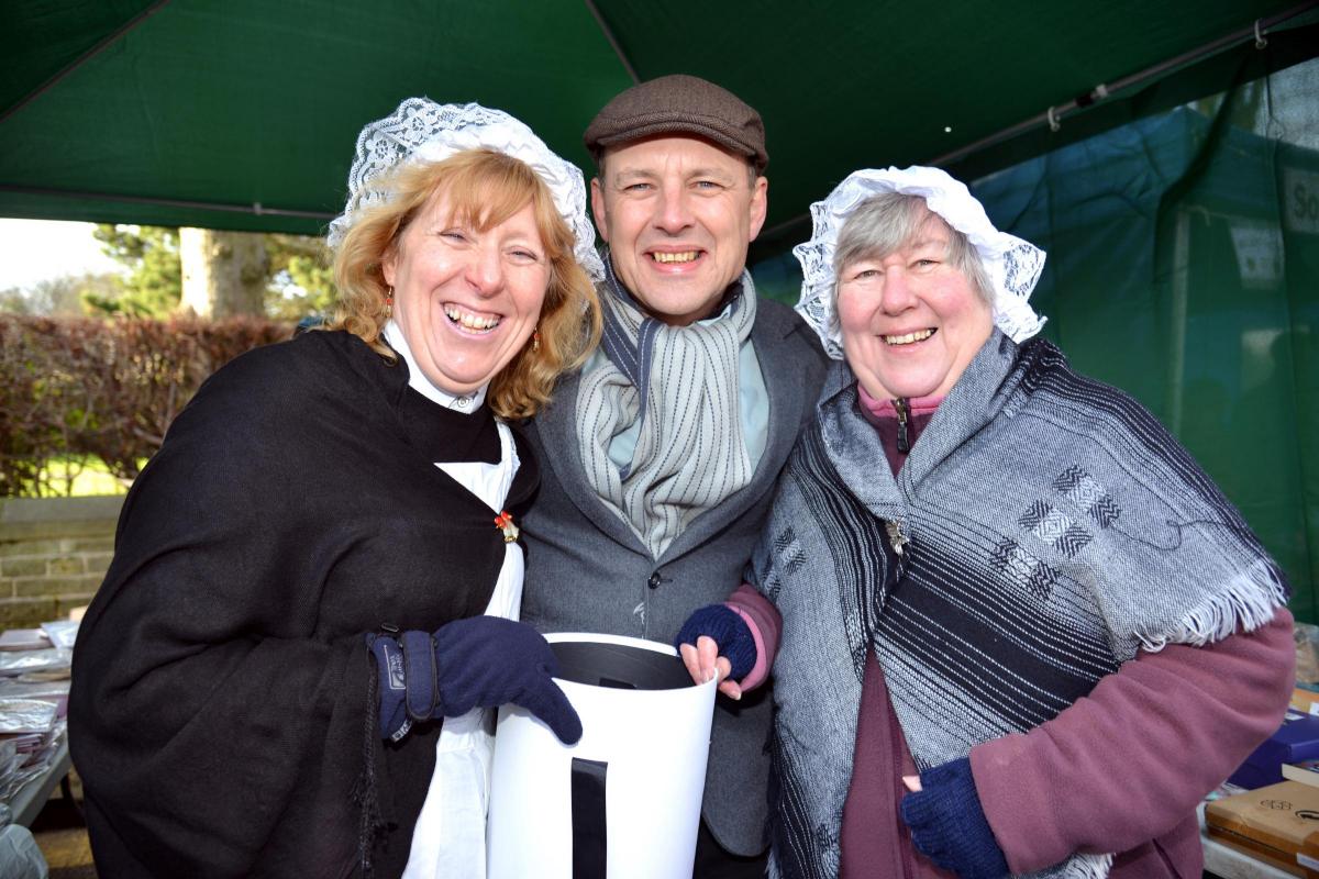 From left, Paula Burnett, Ian Dyson and Brenda Lund of Wibsey Scout Group at the Dickensian Market