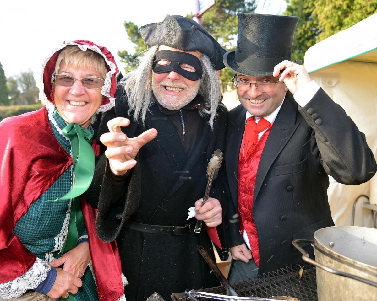 Some members of the 16th Clayton Scout Group at the Dickensian Market. From left, Lynn Brankin, Mick Stoney and Andrew Brankin