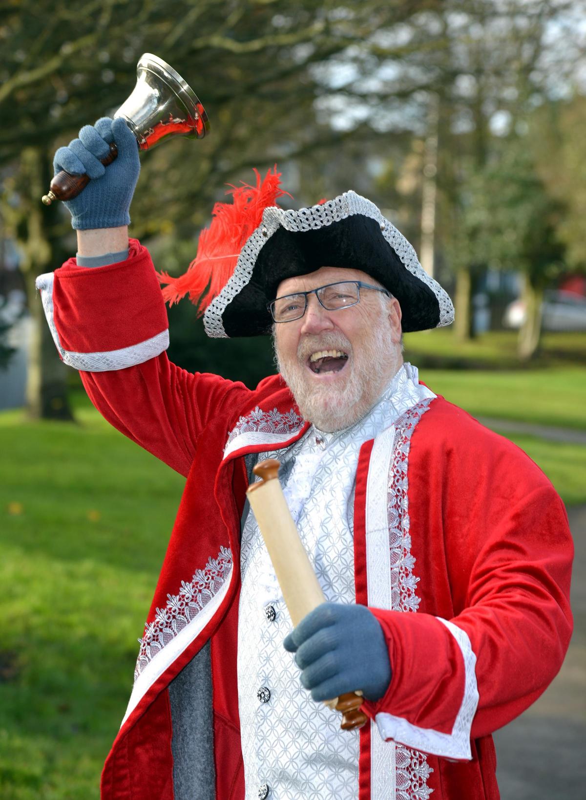 Gerry Drapier heralds in the Dickensian Market at Clayton