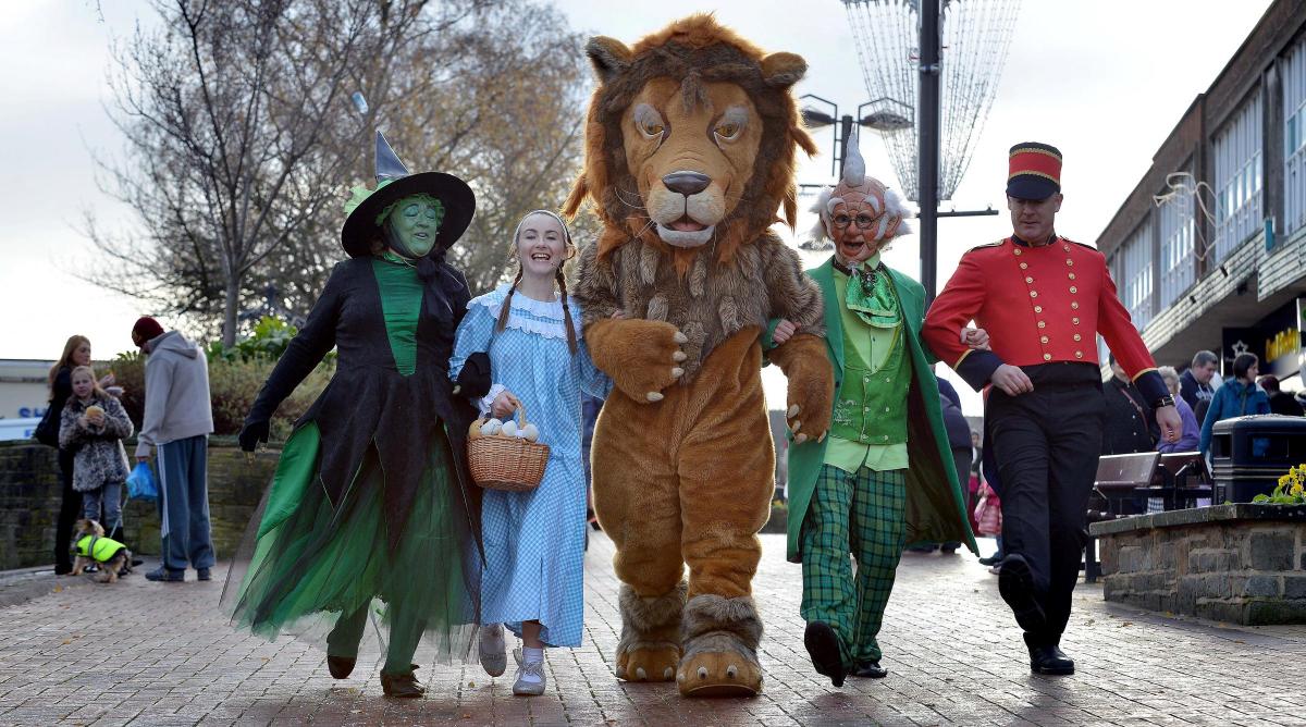 The Wizard of Oz's Wicked Witch, Dorothy, Cowardly Lion, Wizard and Tim The Toy Soldier in Shipley