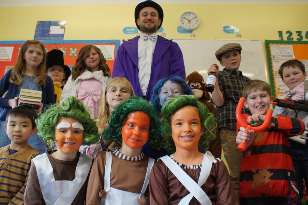 Year 4 Fulneck Junior School pupils and their teacher Paul Rushfirth get well and truly into the spirit of World Book Day with some impressive costumes