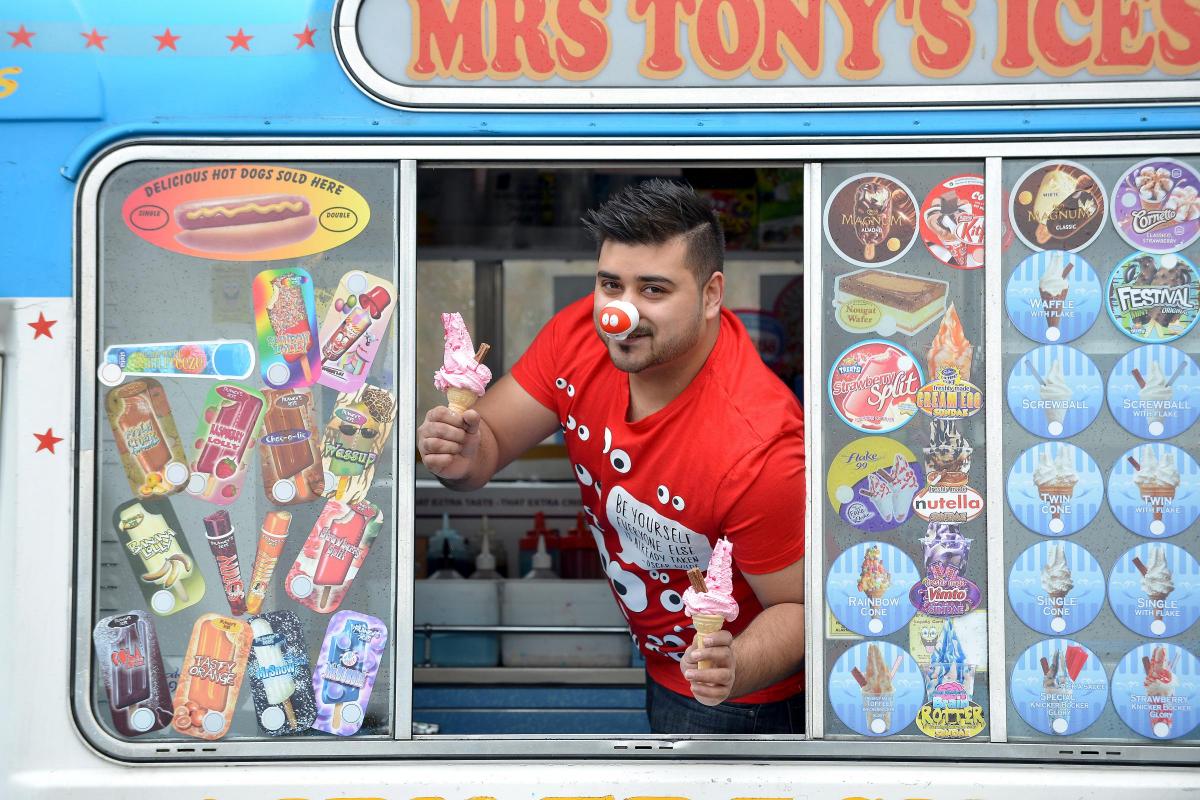 Naheem Uddin, who is donating 10% of his profits to Comic Relief from selling special red ice creams