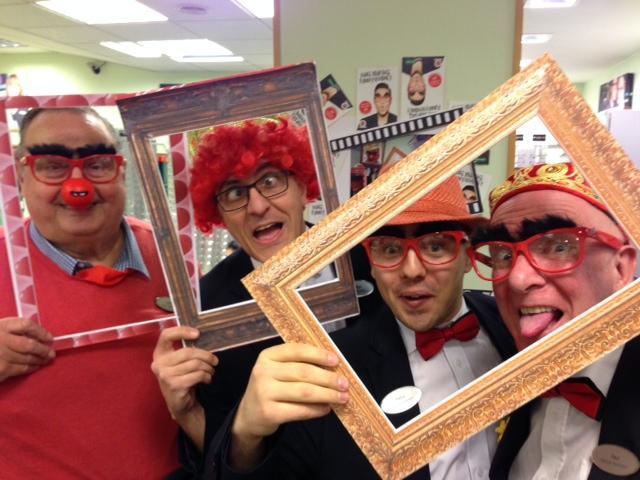 Making their faces funny for money are Mike Smith, Nigel Ferreira,  Petru Pavalsc and Paul Garnett from Specsavers on Darley Street, Bradford