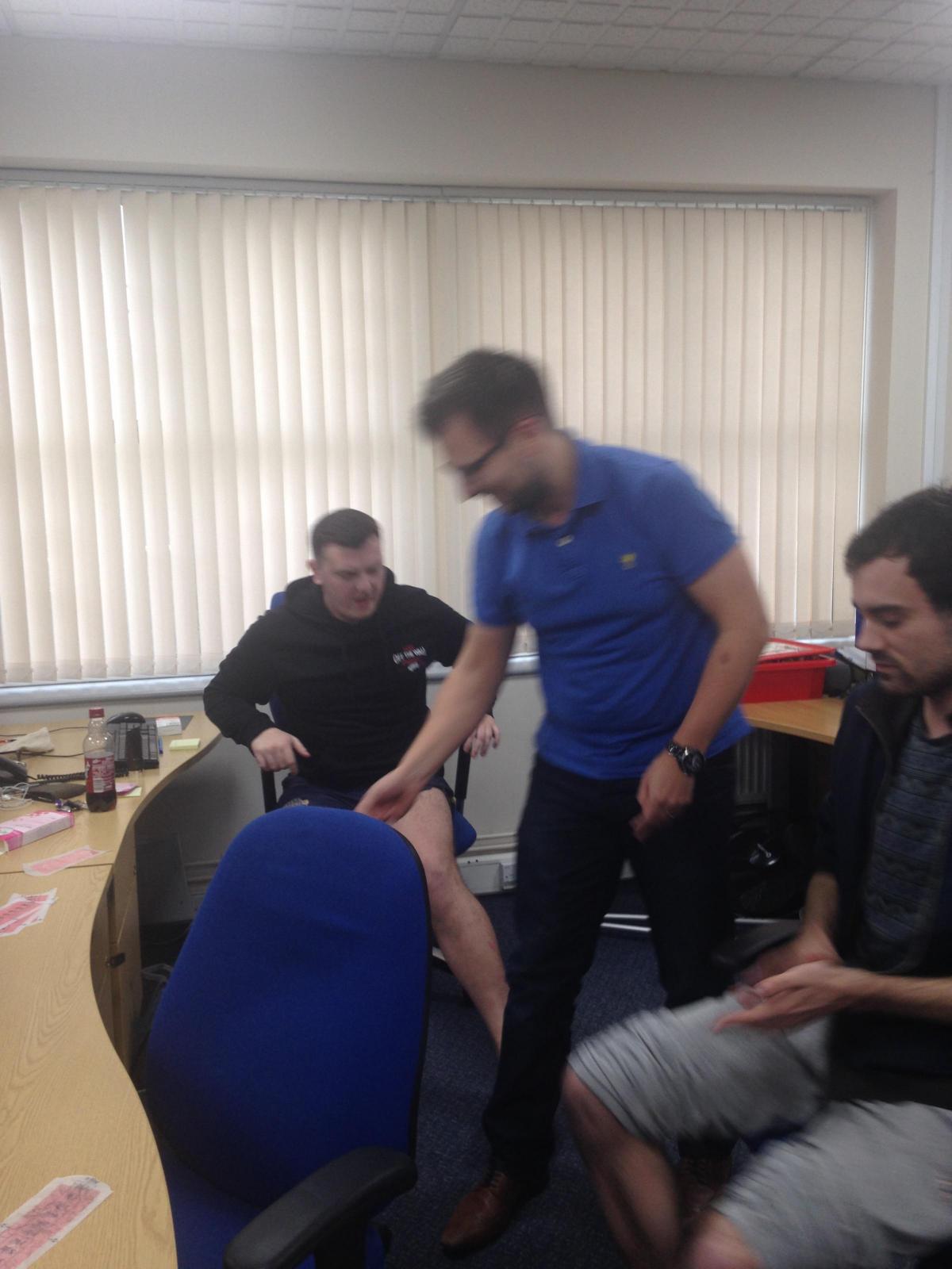 Staff members James Crowther, Andrew Blezard and Paul Neville helped to raise £115 at Nexus Vehicle Management in Pudsey when they volunteered to have their legs waxed for Comic Relief. Overall staff raised £400, which will be matched by the company.