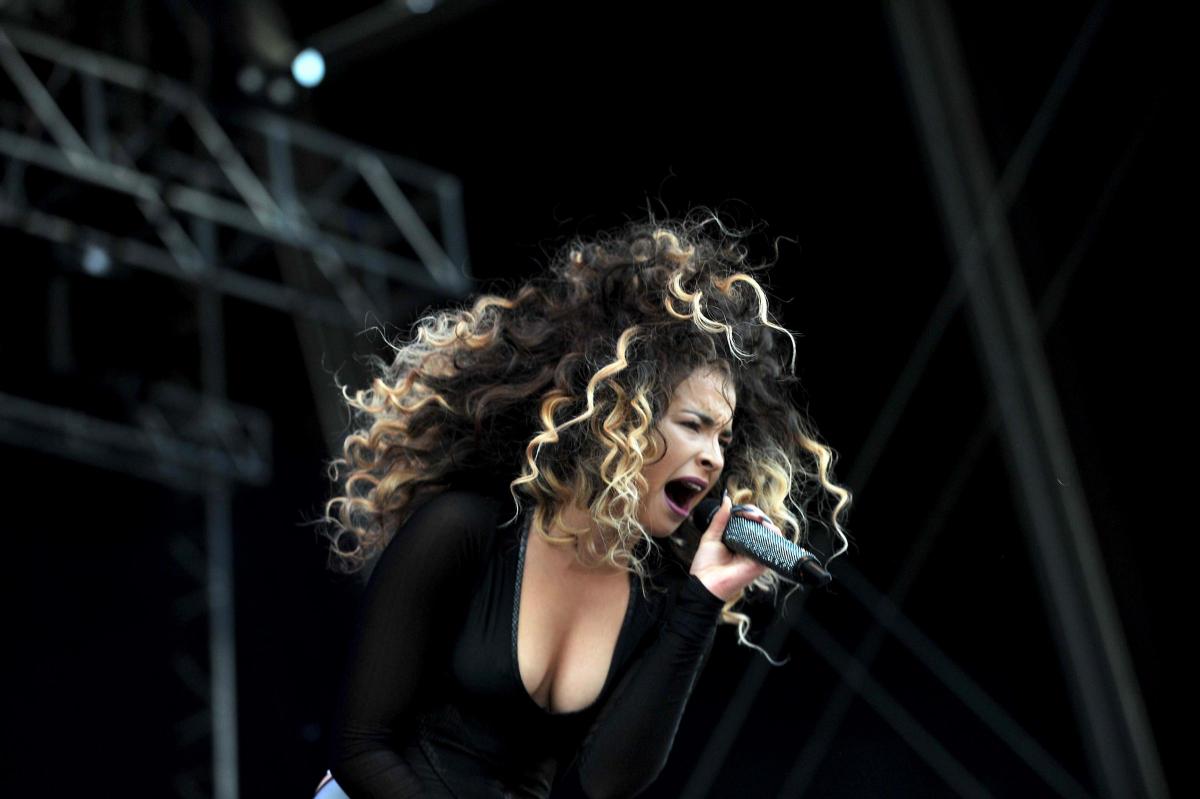 Ella Eyre on stage at Bingley Music Live 2015