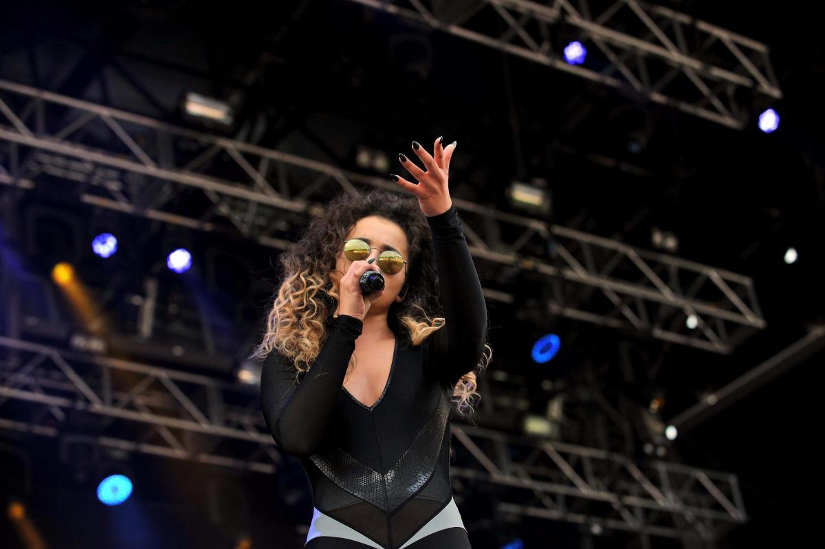 Ella Eyre on stage at Bingley Music Live 2015