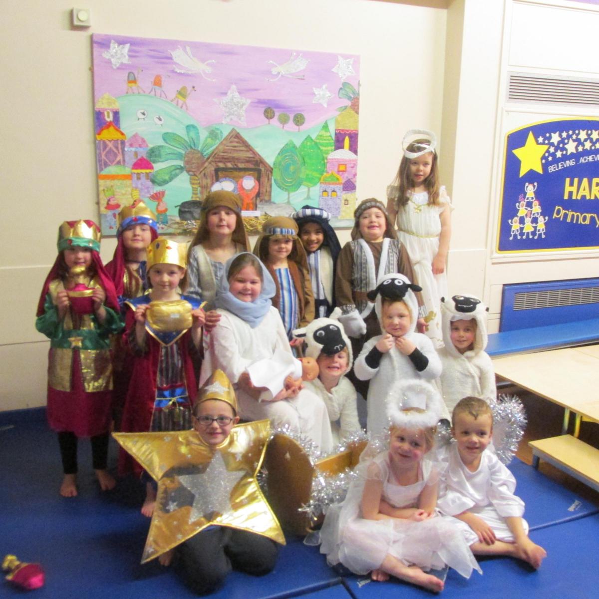 'Rock around the Flock' Nativity was performed by Reception, Year 1 and Year 2