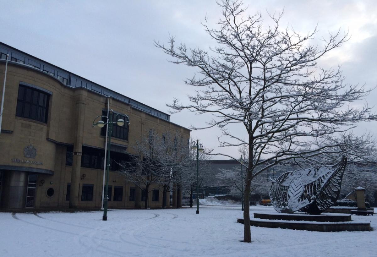 A snowy Bradford Crown Court