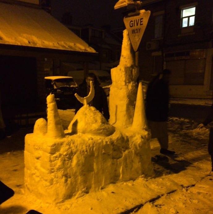 The snow mosque created outside Bismillah Novelty Gift Centre in Lidget Green, Bradford