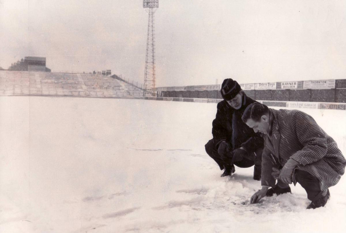 A pitch inspection of Valley Parade in 1969