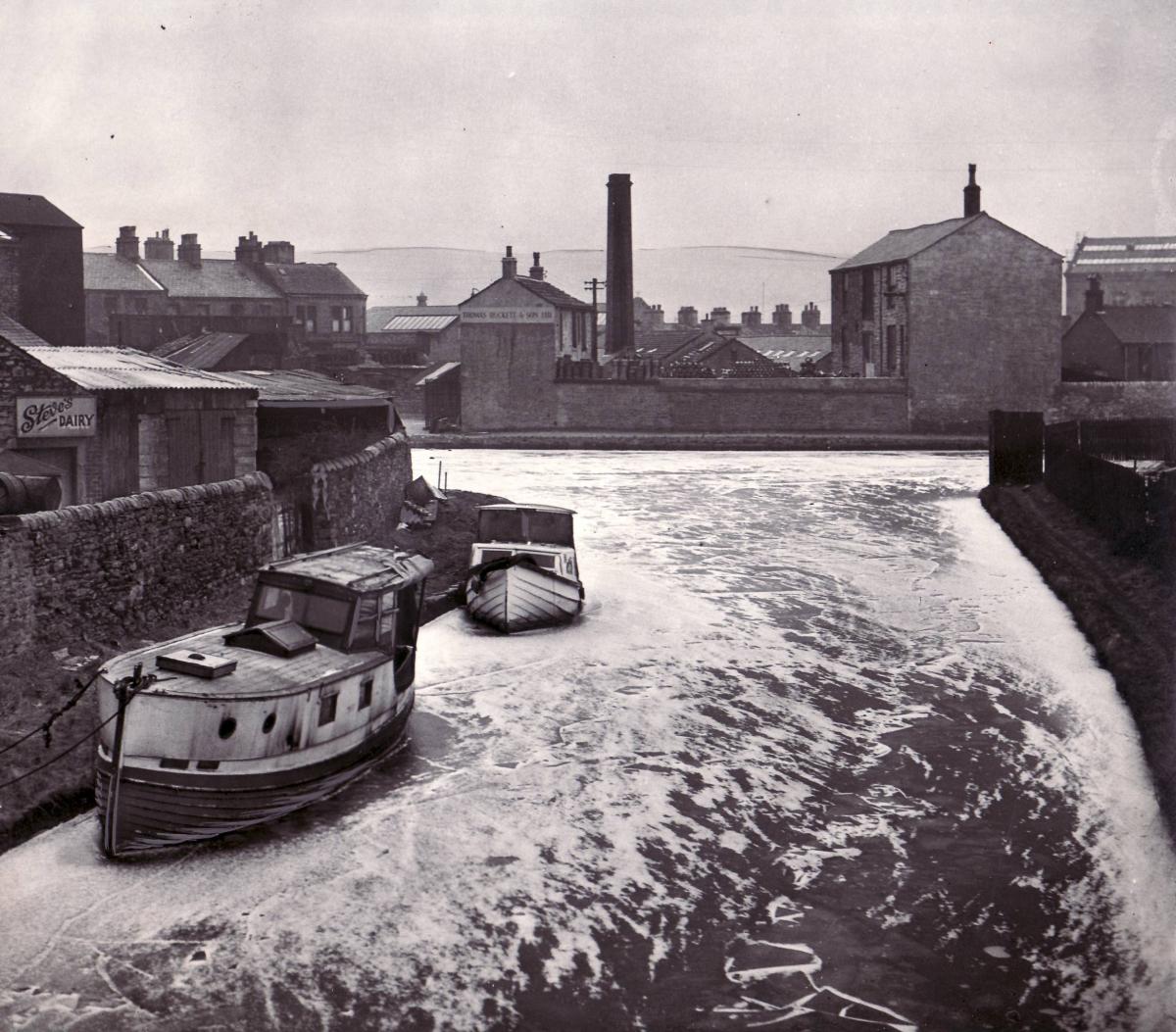 A frozen Skipton canal in 1954