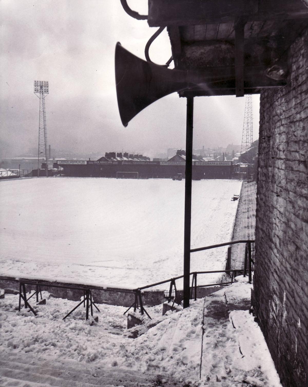A blanket of snow over Valley Parade in 1963