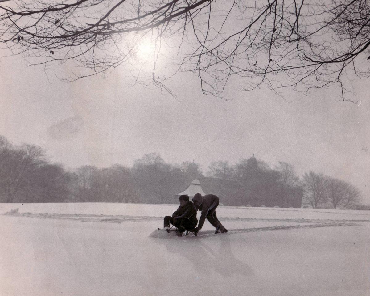 Sledging fun in Lister Park in 1969