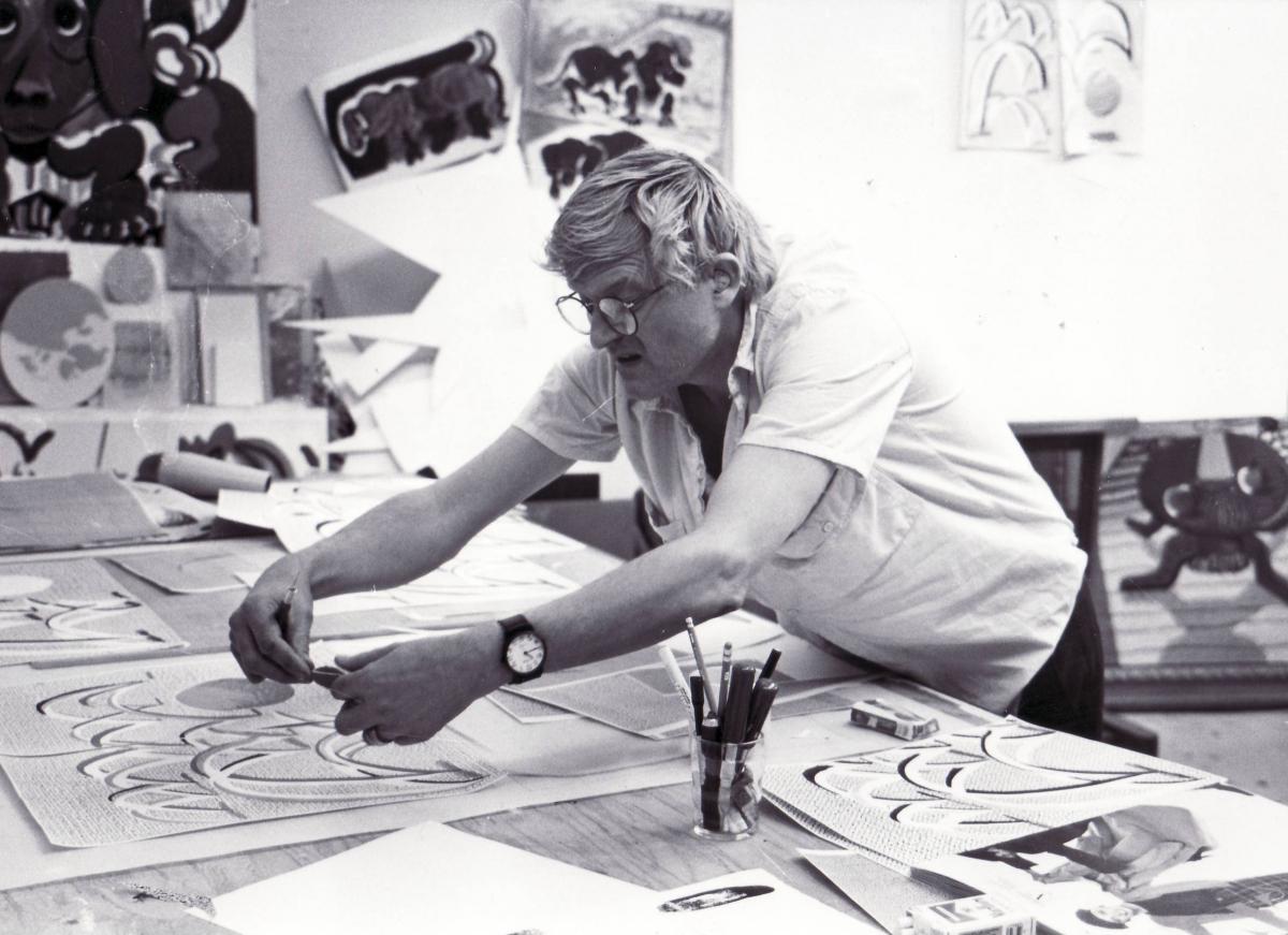 David Hockney at work in 1987