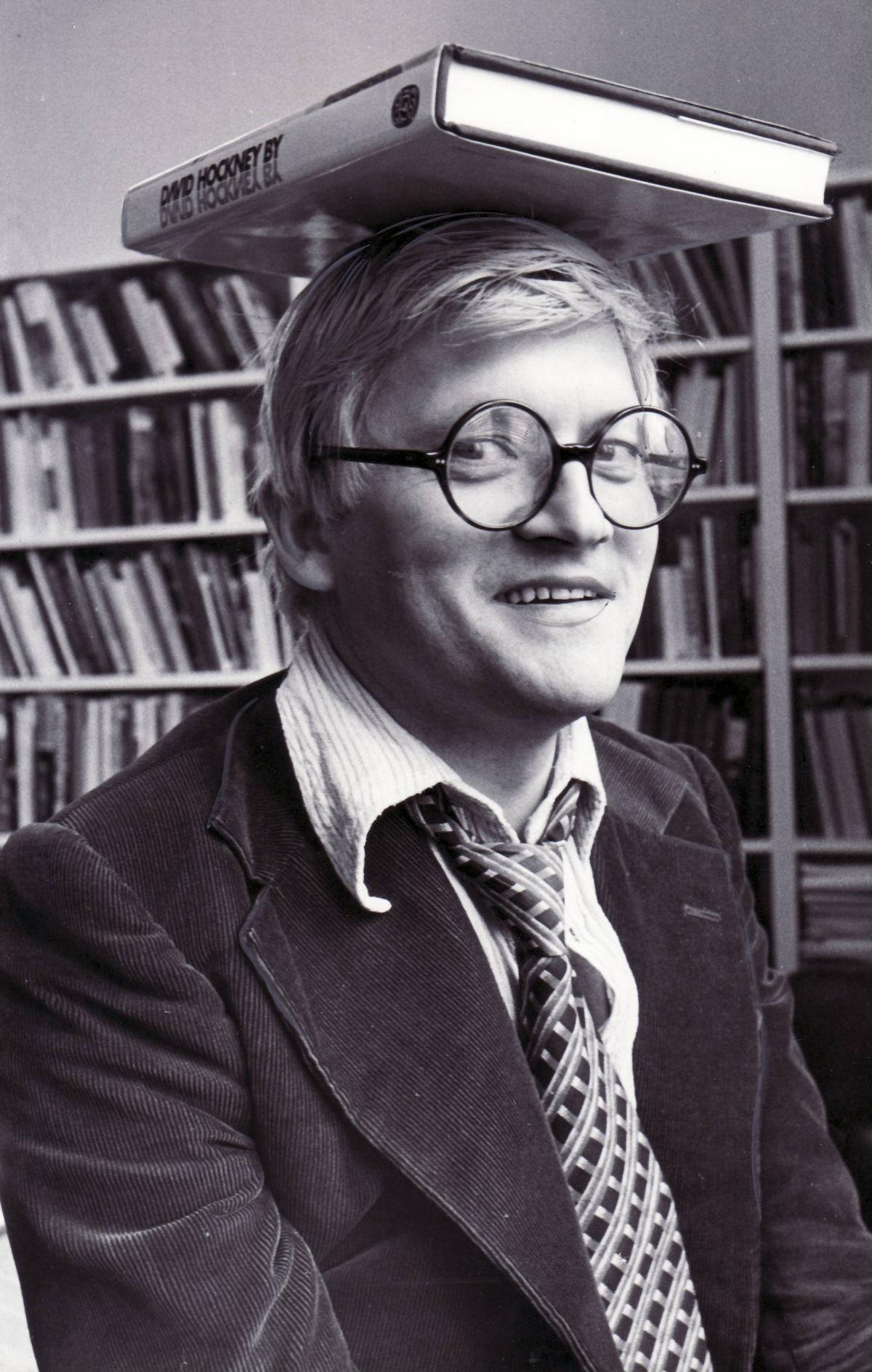 David Hockney pictured at  Bradford Central Library in 1976