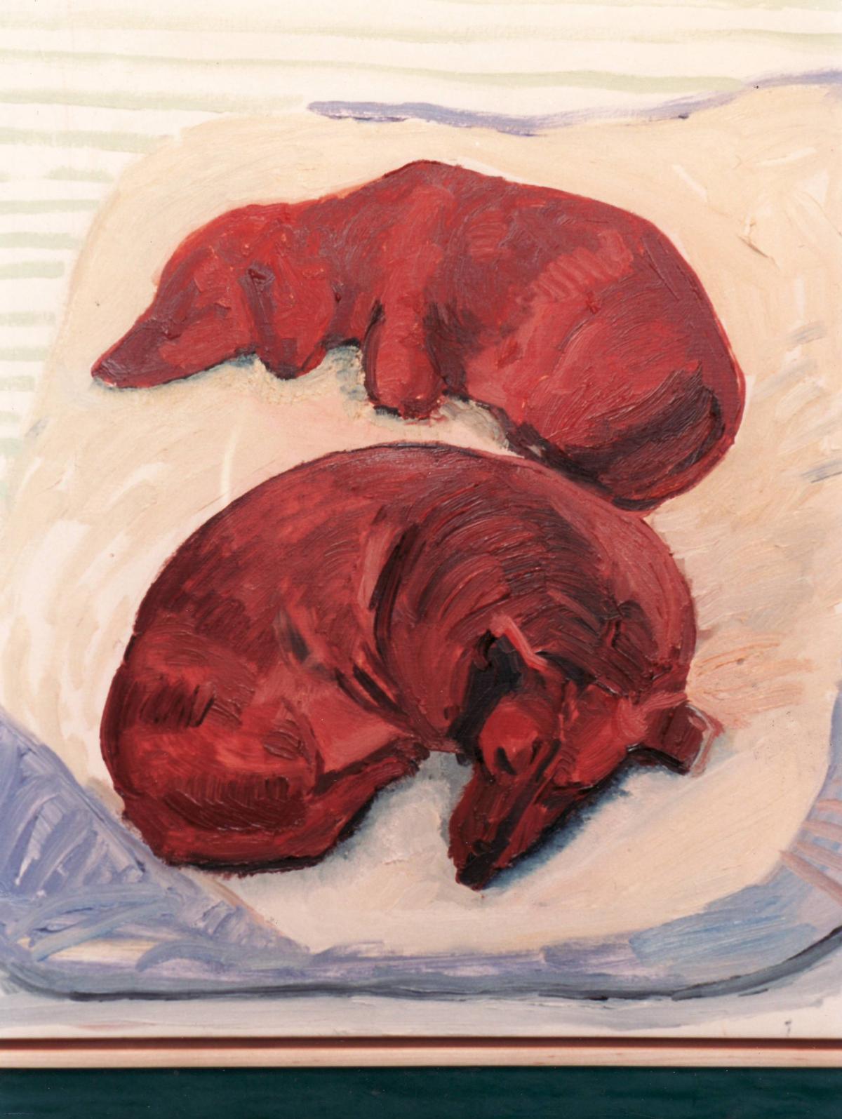 One of David Hockney's paintings of his beloved dachshunds