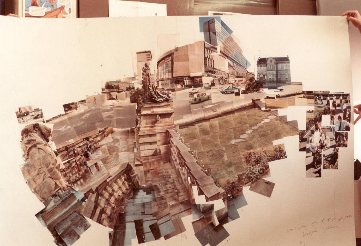 A Hockney collage displayed at the National Photographic Museum in 1985